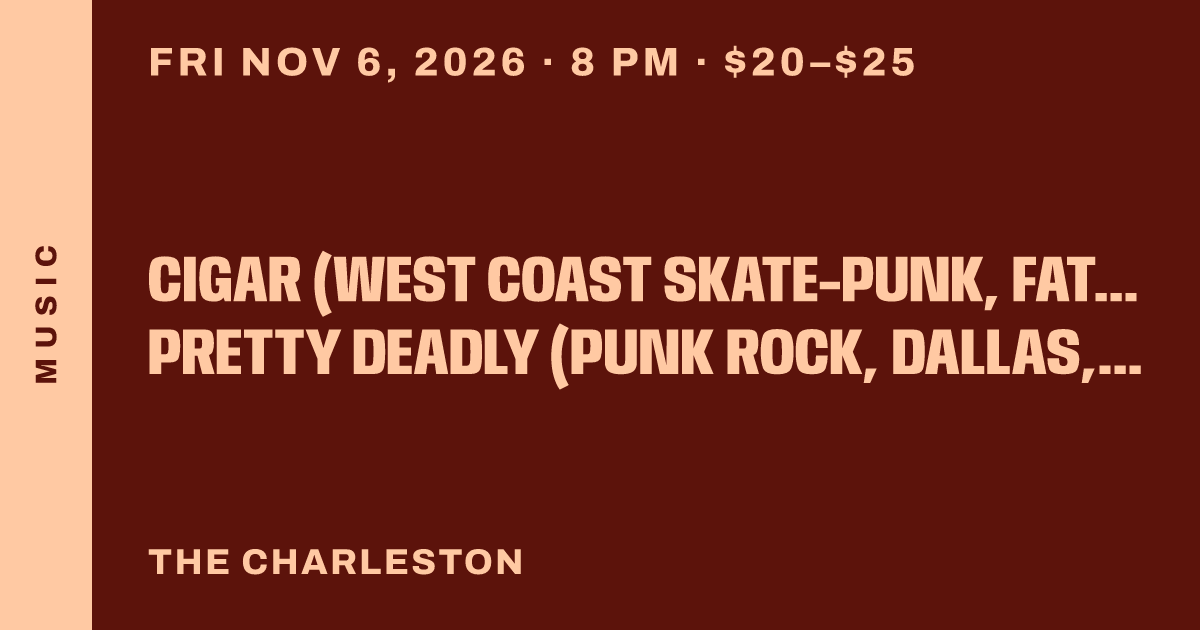 CIGAR (West Coast skate-punk, Fat Wreck Chords) // MERCY MUSIC (redemption pop/rock, Las Vegas) // PRETTY DEADLY (punk rock, Dallas, OR) // OLD CROSS (melodic punk, Portland) // MATT DANGER (acoustic)