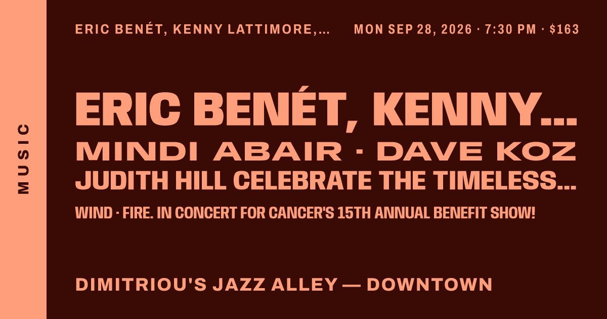 Eric Benét, Kenny Lattimore, Mindi Abair, and Judith Hill celebrate the timeless music of Earth, Wind & Fire. In Concert for Cancer's 15th Annual Benefit Show!