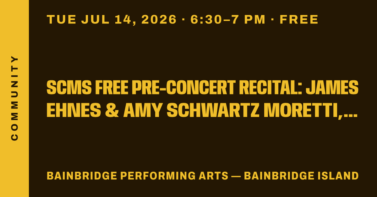 SCMS Free Pre-Concert Recital: James Ehnes & Amy Schwartz Moretti, violin