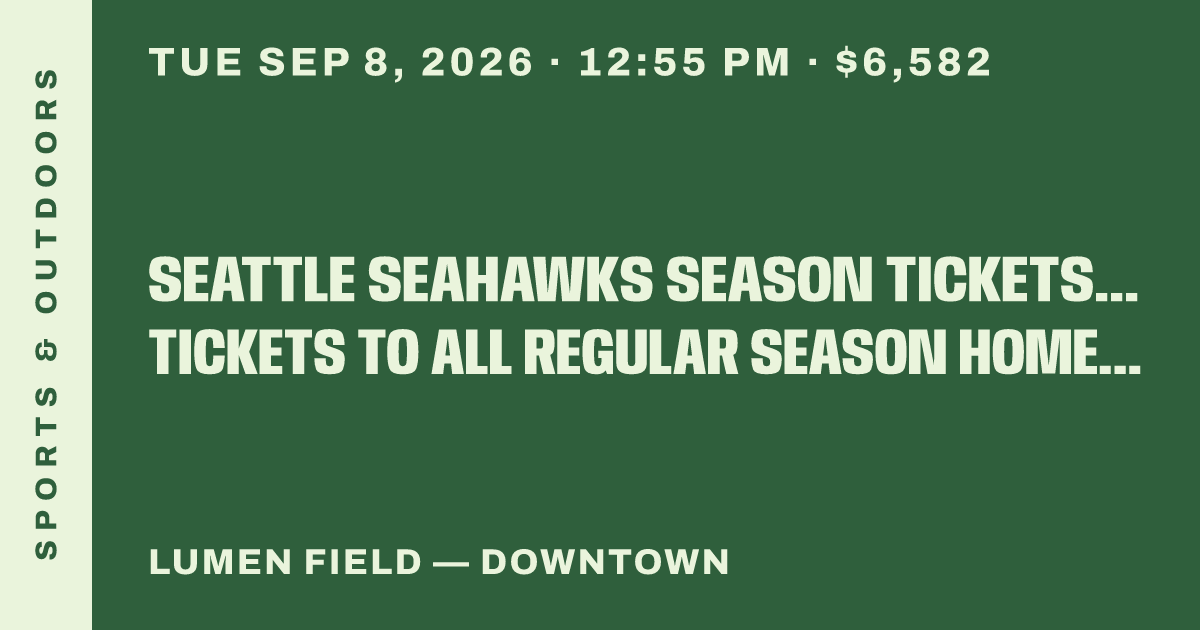 Seattle Seahawks Season Tickets (Includes Tickets To All Regular Season Home Games)